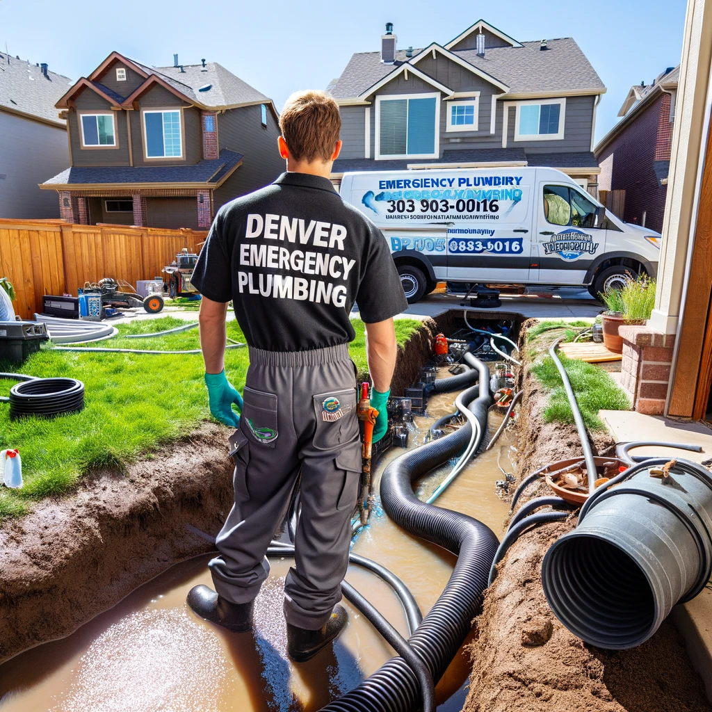 Denver Emergency Plumbing professional installing advanced drainage systems at a residential property