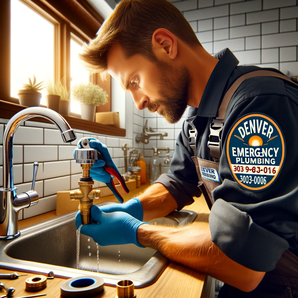 Professional from Denver Emergency Plumbing conducting a cartridge replacement in a commercial faucet.
